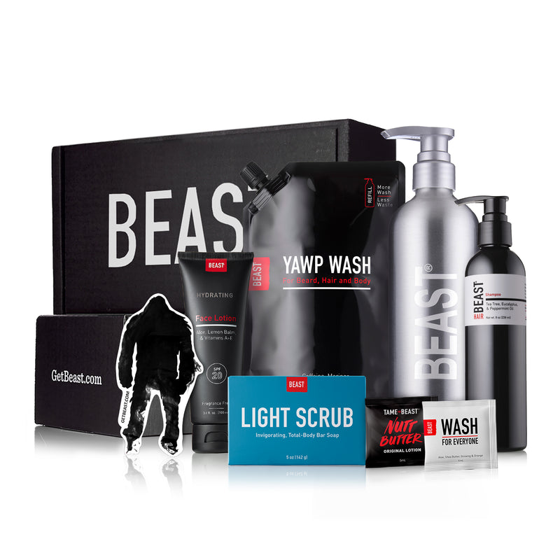Beast of Beast Set Hair Scalp Body Wash Face Lotion and Bar Soap Grooming Shower Gift Set