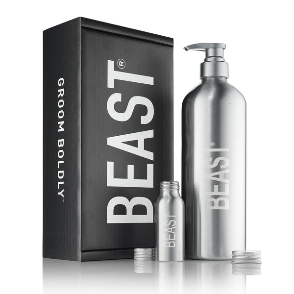 Beast Bottle Set with Pump Top Travel Size and Caps