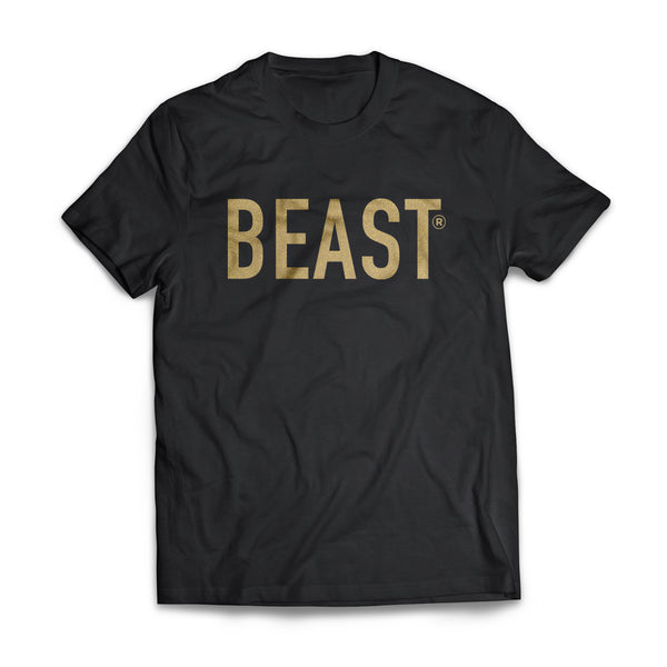 Beast Black T Shirt with Gold Beast Lettering on Front