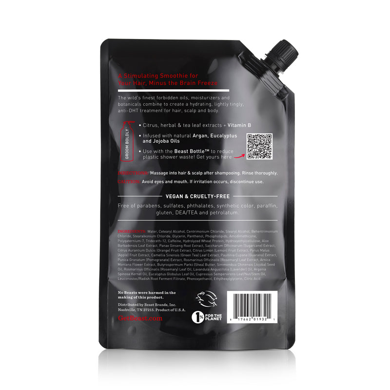 Beast Moisturizing Conditioner with Caffeine Ginseng Argan Oil and Organic Aloe - Back Directions