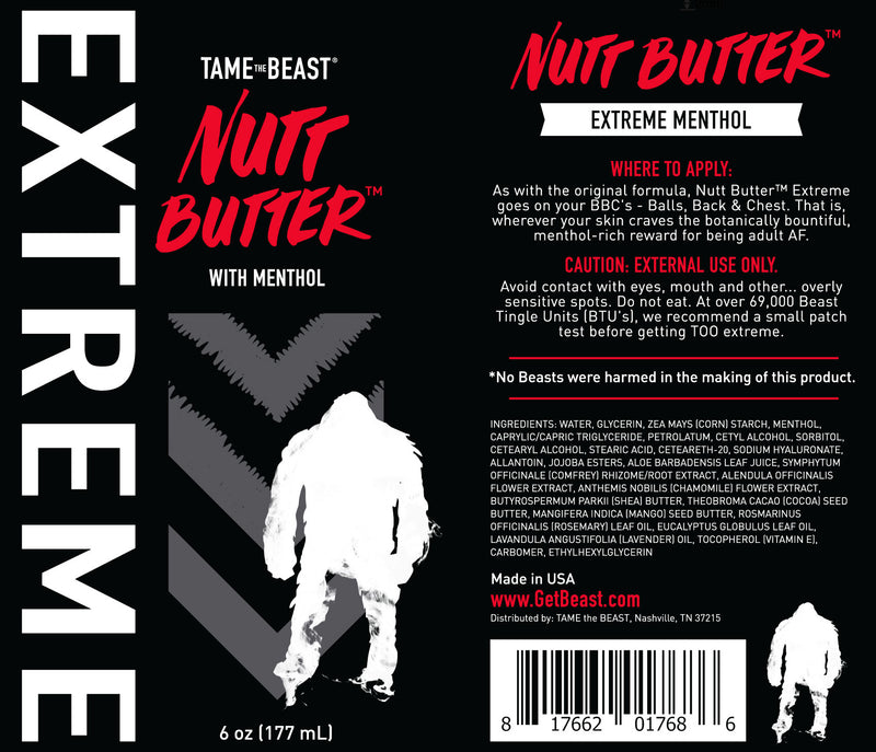 TAME the BEAST® Nutt Butter EXTREME with Menthol Packaging Laid Flat